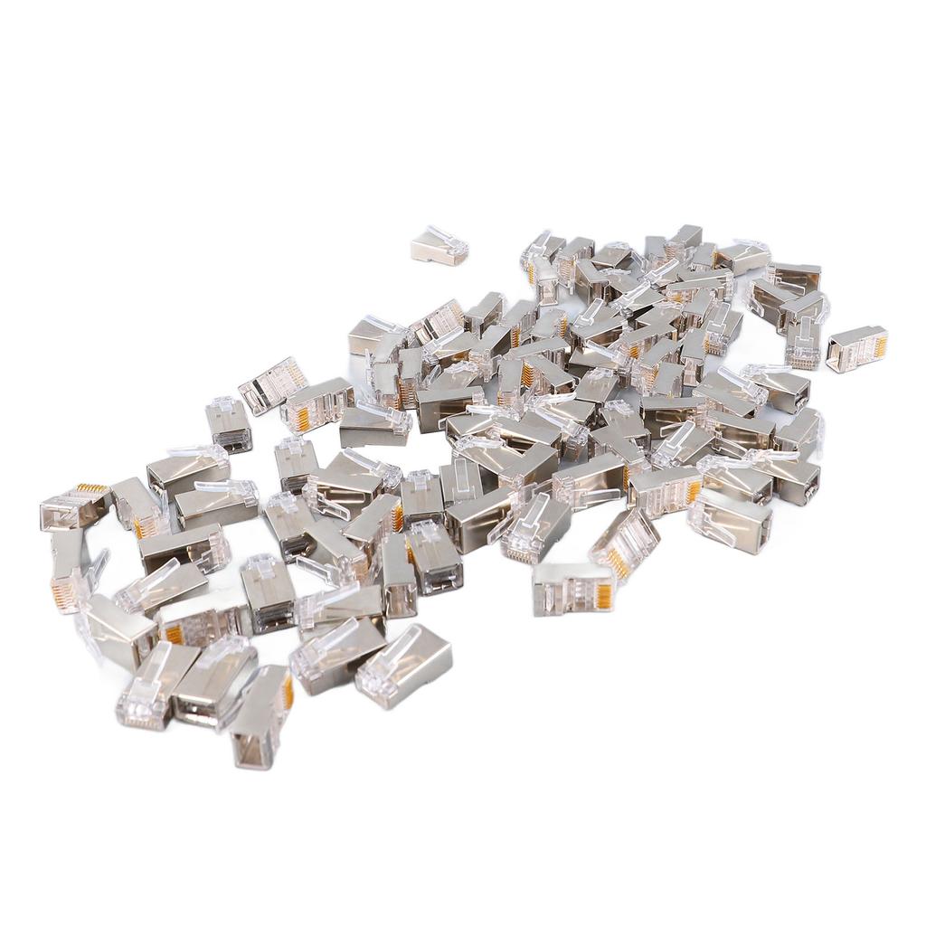100Pcs CAT6 RJ45 Metal Shielded Connector Safe Reliable Net Shielded RJ45 End Connector Kit