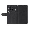 For Nothing Phone (3a) Pro Wallet Case Leather Phone Cover Stand with Curved Line Design -  Black