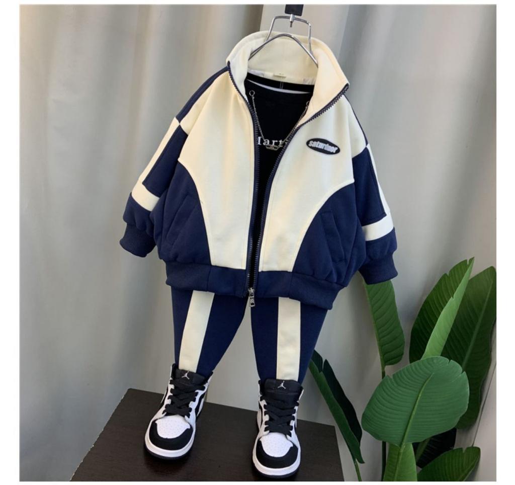 Conjunto de ropa para niños Temporada de primavera y otoño Chaquetas y pantalones casuales para niños y bebés Conjunto de 2 piezas Ropa deportiva coreana