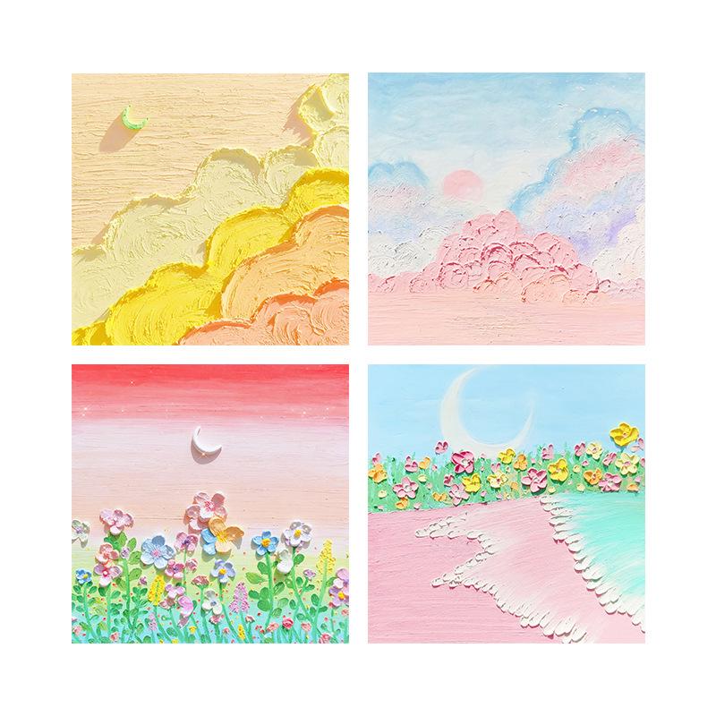 High-Value Ins-Style Oil Painting Sticky Notes, Attachable Message Cards for University/High School, Cute Sticky Notes
