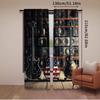 Set Of 2 American Flag Curtain Black Us Bass Guitar Electronic Rock Music Theme Bedroom Living Room Dining For Great Made Polyester