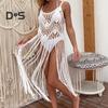 Beach Cover Up Women Sling Sleeveless Loose Fit Cutout Bikini Cover-up Dress Solid Color Sun Protection Beach Wear
