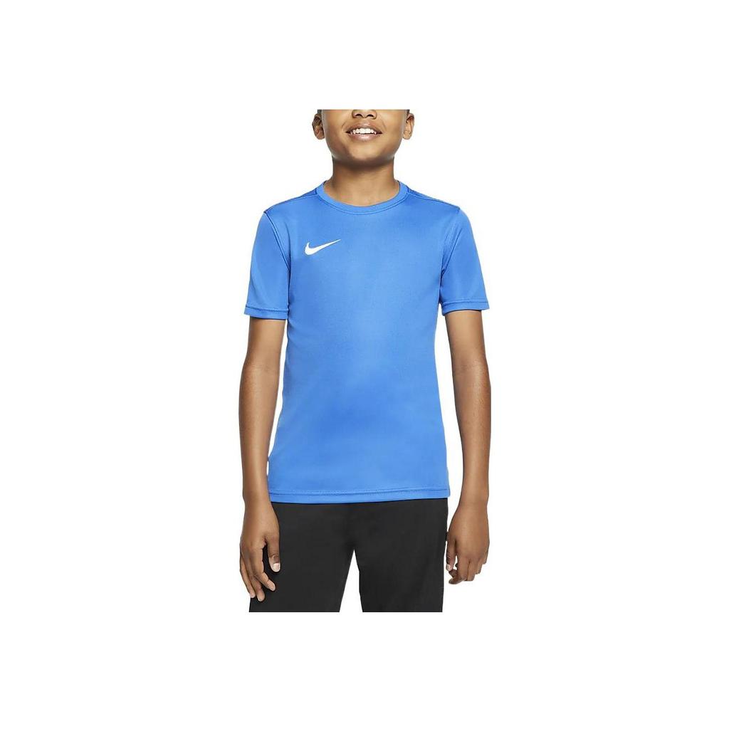 Nike Solid Color Pullover Round Neck T-Shirt Kids Tops Blue BV6741-463