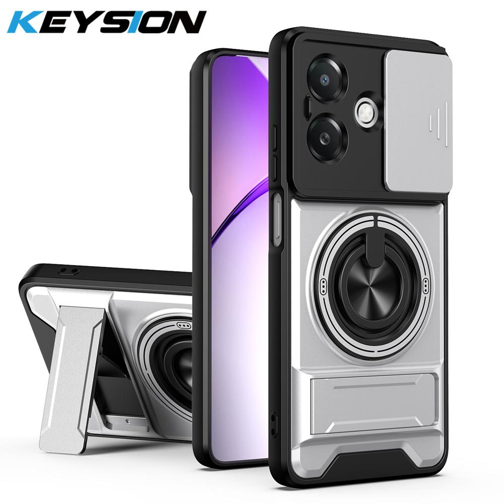 KEYSION Magnetic Phone Case for OPPO A3 A3X 5G A5i Slide Camera Protection Upright Kickstand 360 Ring Shockproof Back Cover