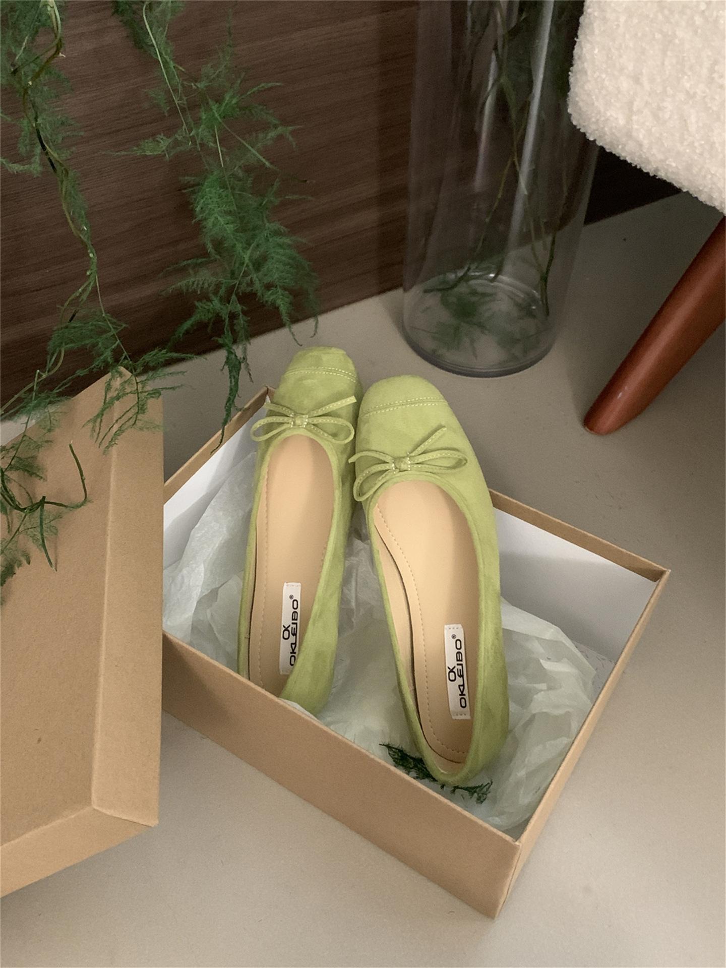 

Fashion 6 Colors Women Faux Suede Bowtie Ballets Shoes Ladies Dress Slip On Flats Loafers Female Soft Soled Moccasines Pig Toe Ballerina 39 зелений