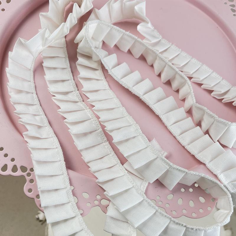 

2 метра/лот 2 см шириной хлопковый плиссированный воротник и манжеты для толстовки, одежда для питомцев, плиссированное декоративное кружево в стиле Лолита, аксессуар 2Meters белый