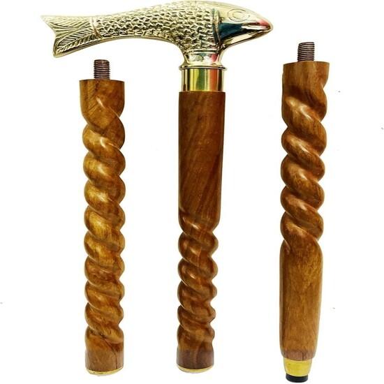 Дизайнерская латунная ручка в виде рыбы, викторианская ручная работа, деревянная трость для ходьбы M аэро