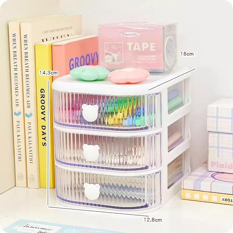 Desktop Multi-layer Drawer Storage Box Organizer Desktop Stationery Box Pen Holder Cute Children's Hair Accessories Storage Rack