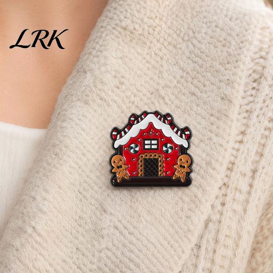 Soft Painting Enamel Pin Brooch Pin, Gingerbread Man Design Lapel Glaze Bright Color Stable Clamping Badge with Standard Safety Christmas Colors