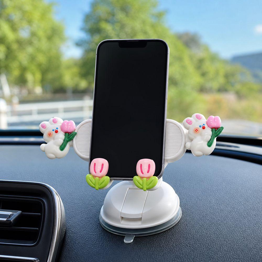 Gravity Clamp Car Phone Holder Suction Cup Car Mobile Holder Dashboard Phone Mount Cartoon Decor
