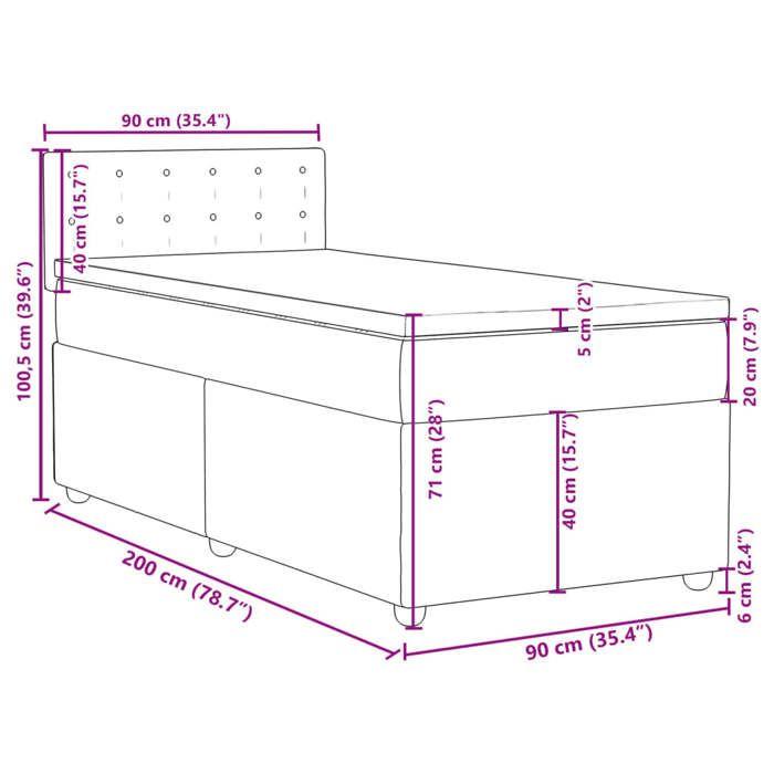 VidaXL Sommier à lattes de lit avec matelas Taupe 90x200 cm Tissu 3286581