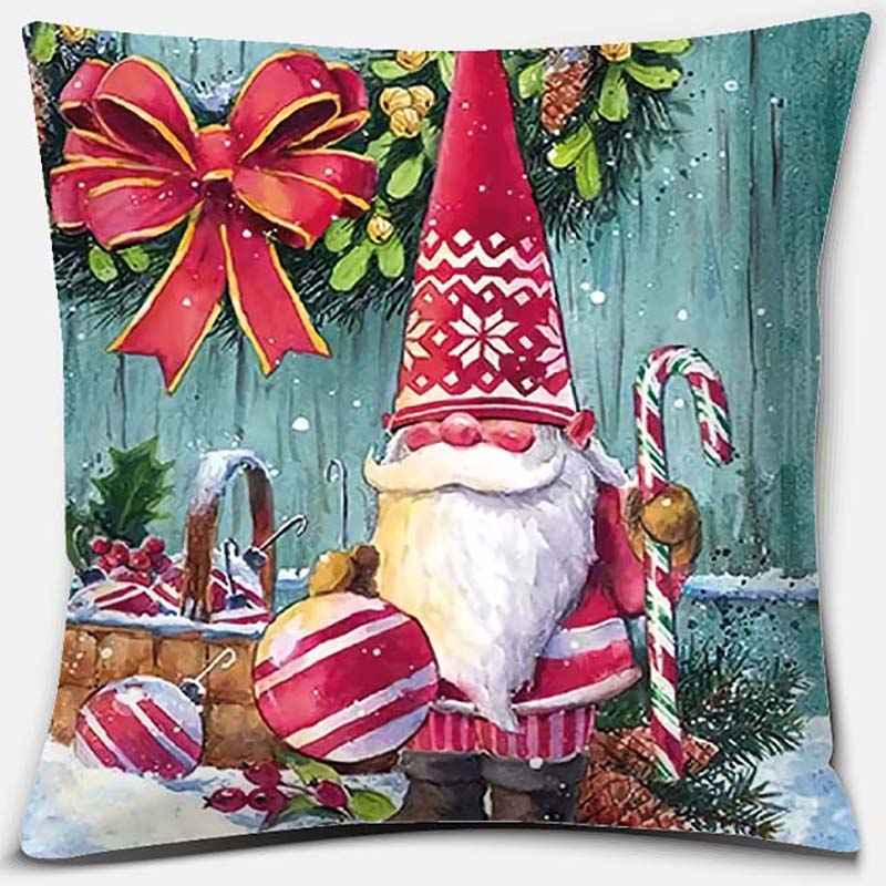 Santa Print Series Pattern Pillowcase Square Pillowcase Home Office Decoration Pillowcase