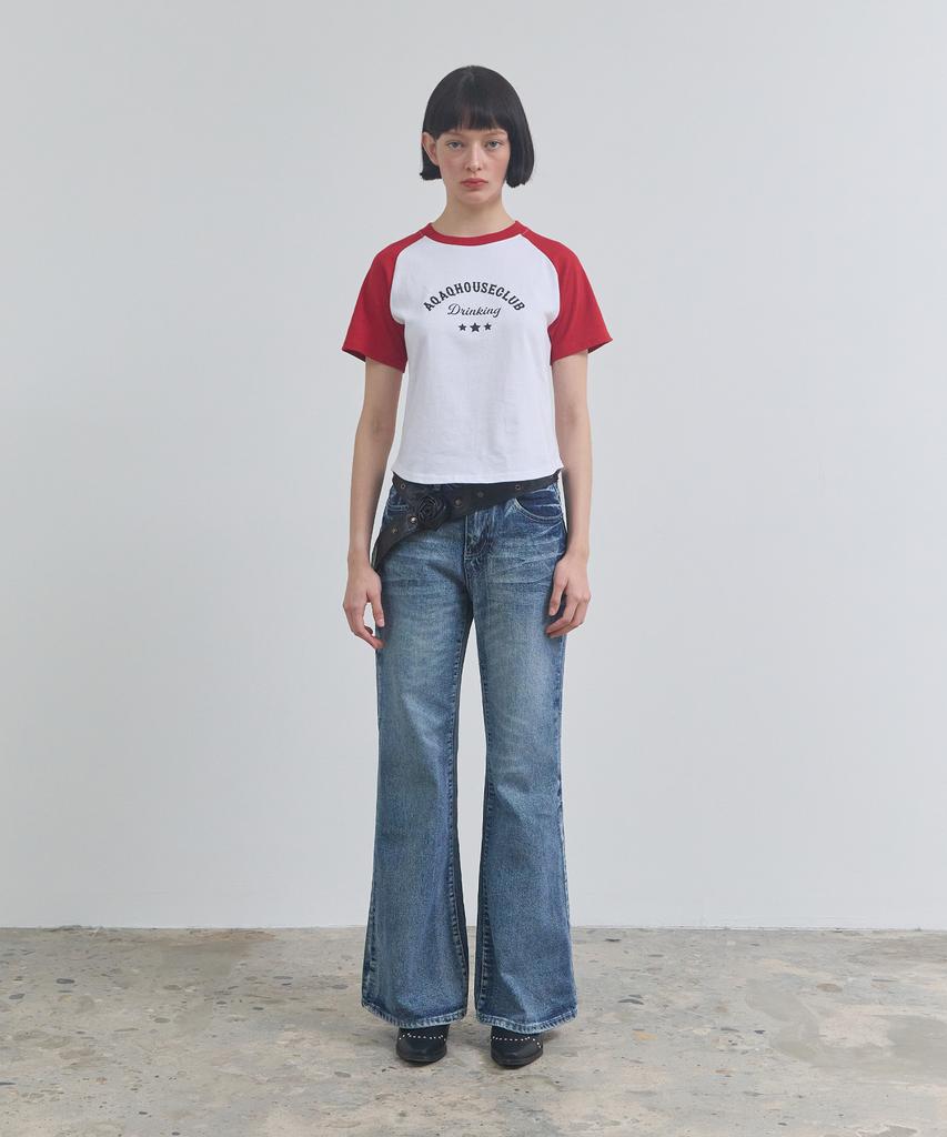 Eikyueikyuhauseukeulleob Color Mix House Raglan T-Shirt [Red]