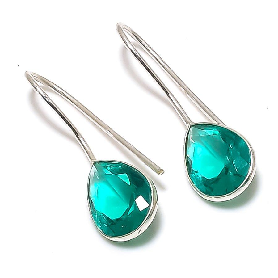 Natural Blue Tourmaline Gemstone 925 Sterling Silver Jewelry Earring 1.26 ETC-14088