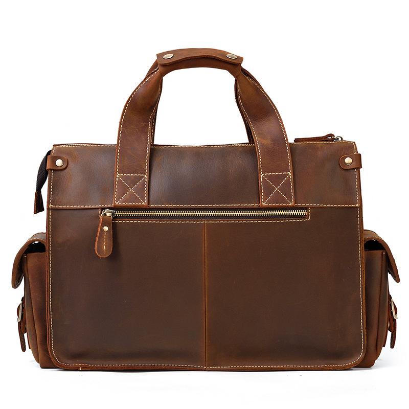 Retro Men'S Handbag, Genuine Leather, Business Briefcase, Crazy Horse Leather, Computer Bag, Commute To Work