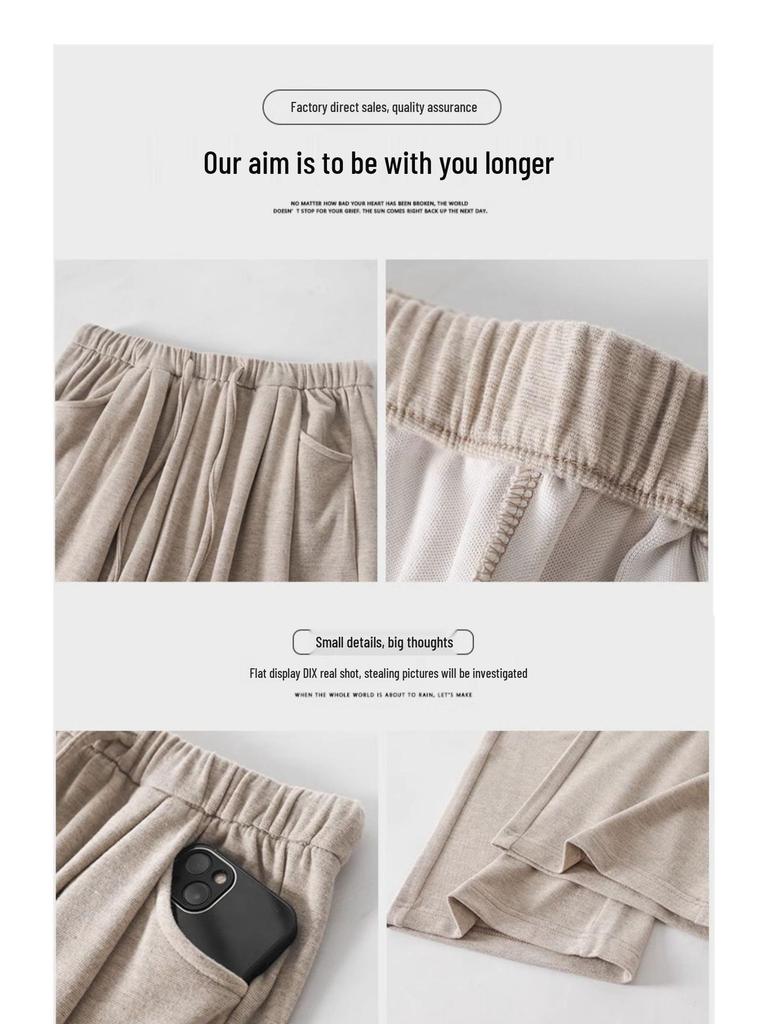 Women's High-Waisted Fleece-Lined Wide-Leg Rice Cotton Pants for Autumn/Winter 2025