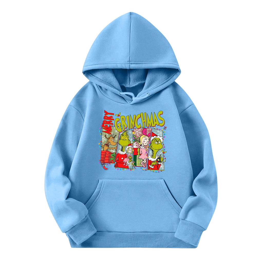 Child Fashion Lightweight Long Sleeve Pullover With Pockets  Print Hoodie
