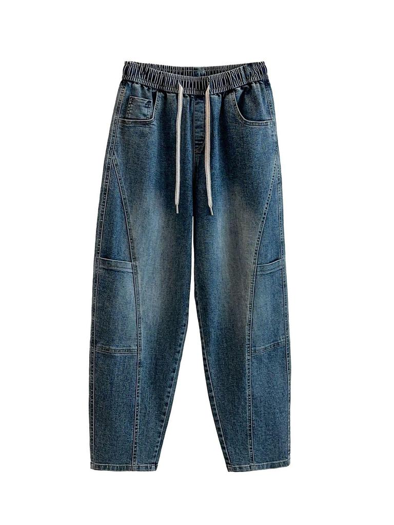 Early Spring Loose Fit Women's Drawstring Pants, Plus Size, 300 Jin