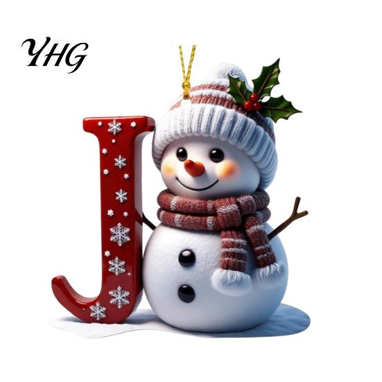 Acrylic Holiday Keepsake Gifts 2D Snowman Christmas Ornaments, Personalized Letter Ornaments for Tree, Unique Souvenirs Initial Ornament, Ornament DIY