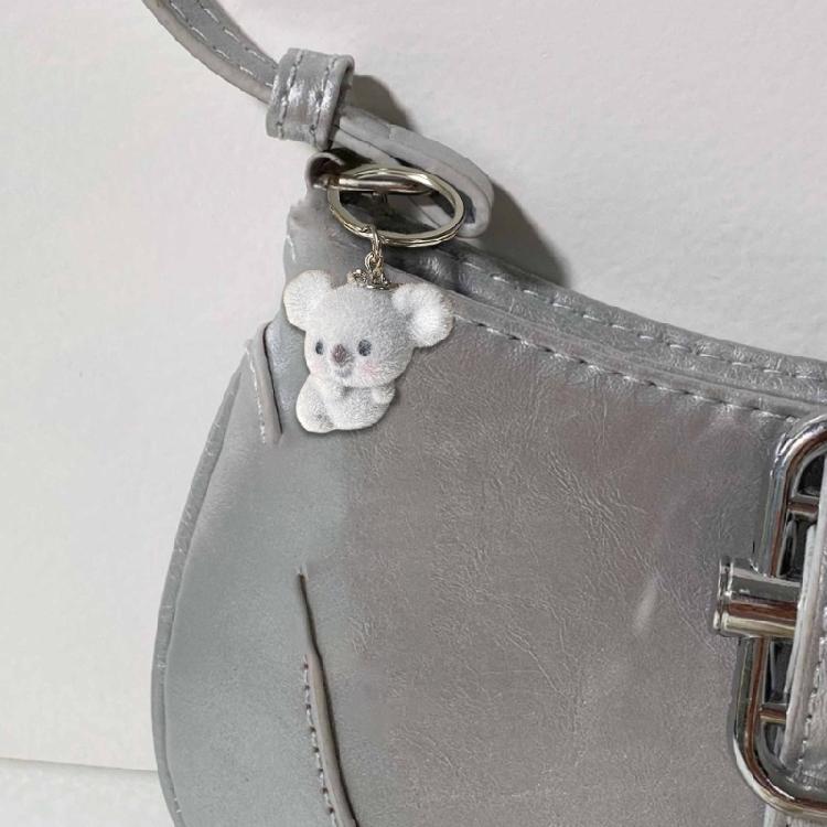 Delightful Flocking Koala Keychain Playful Koala Keyring Pendant Key Adornment Adds Fun To Your Purse Or Backpack