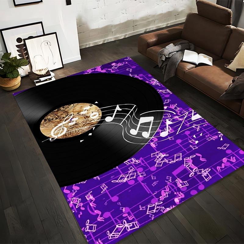

Purple Musical Carpet with Vinyl Record and Note Design Suitable for use as an anti-slip for living room bedroom sofas 40x60cm( 15x23in )