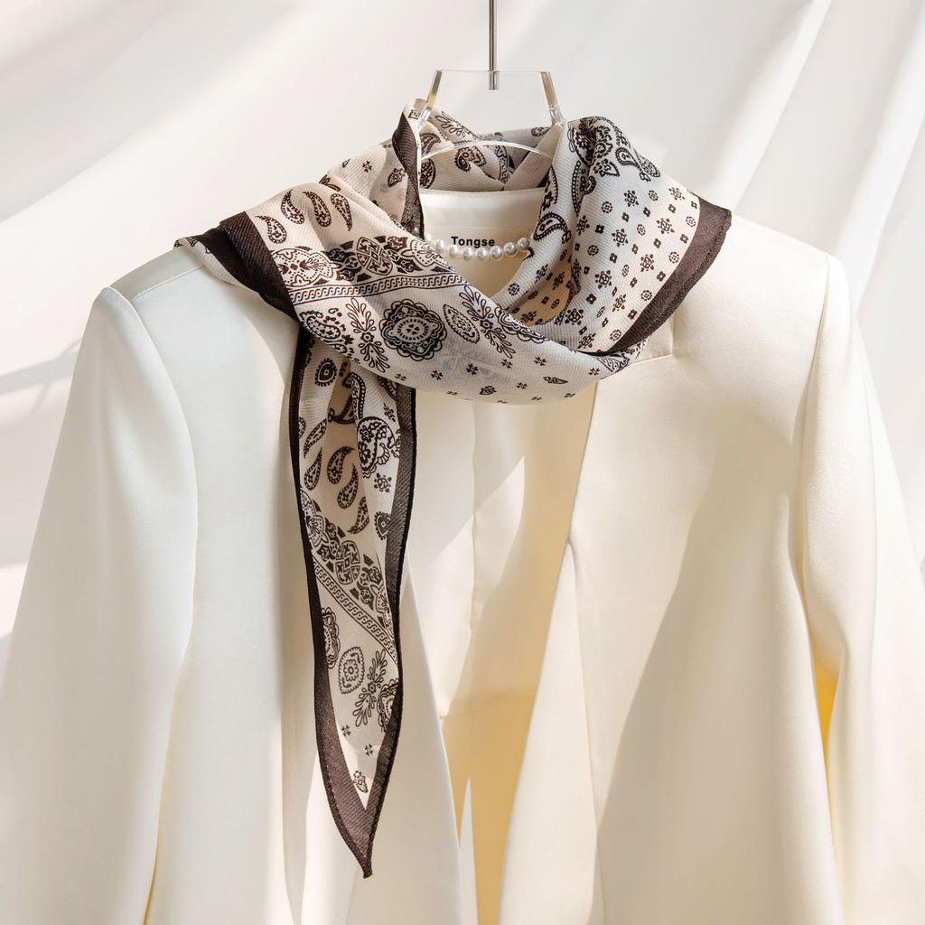 New Wool Silk Scarf for Women Fashionable and Versatile Long Strips  High-end Printed Neck Scarf Exterior