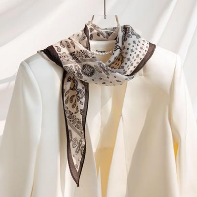 New Wool Silk Scarf for Women Fashionable and Versatile Long Strips  High-end Printed Neck Scarf Exterior