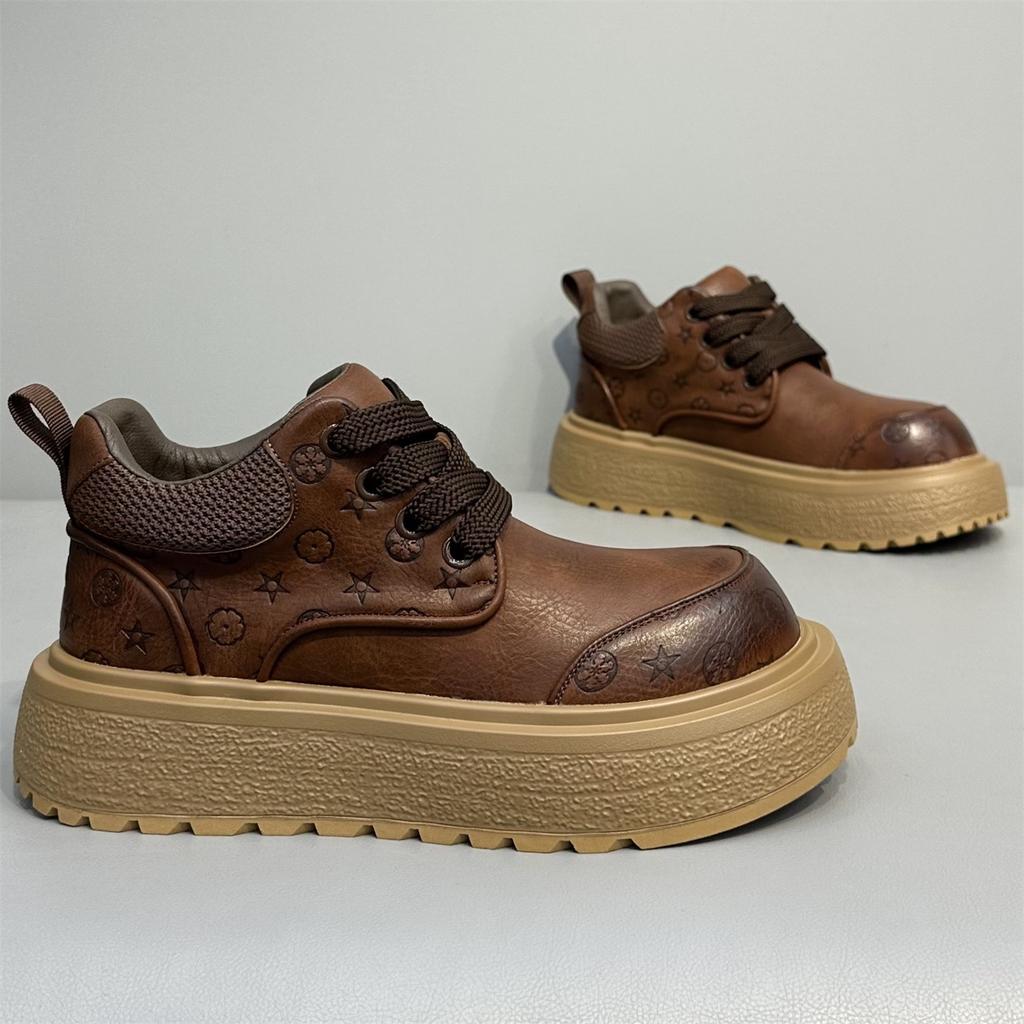 Shoes winter new platform casual shoes heightened comfort leather warm British style short boots