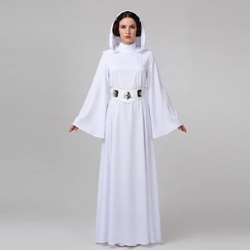 Cosplay new Star Wars Princess Leia white dress cos costume European and American Halloween stage costumes