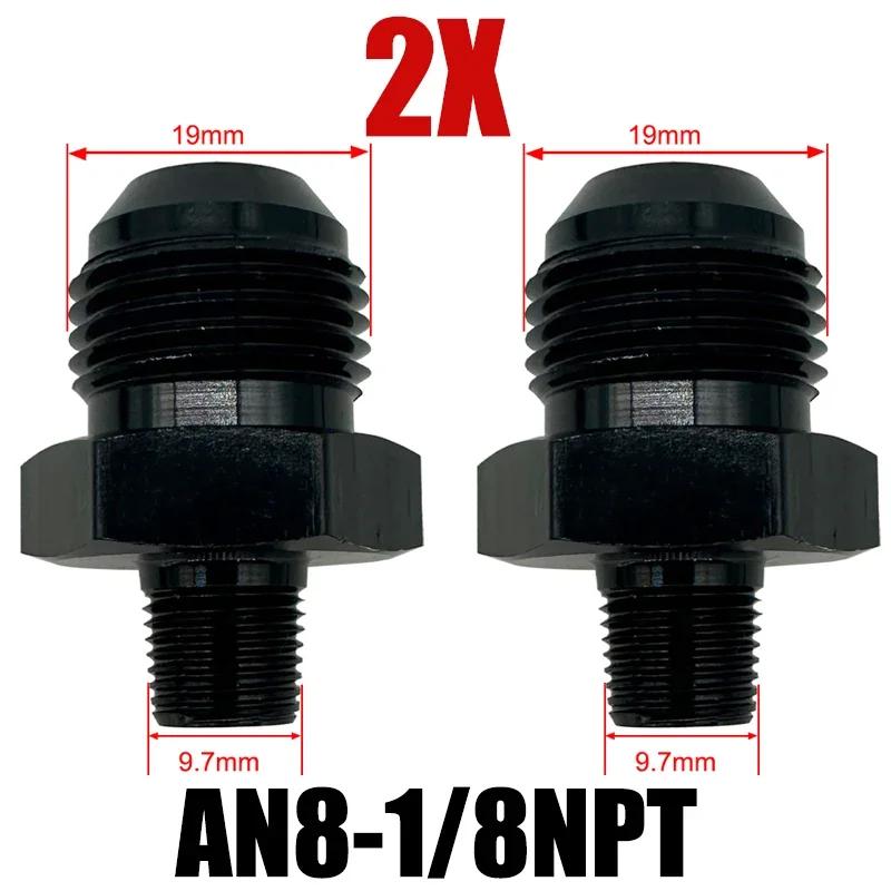 2X Flare Male AN4 AN6 AN8 AN10 AN12 To 1/4NPT 1/8NPT 3/8NPT 3/4 NPT Thread Straight Fittings Fuel Oil Cooler Hose Pipe Adapter