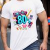 80s Retro Collage Graphic Tee Men Casual Round Neck Soft Cotton Short Sleeve TShirt
