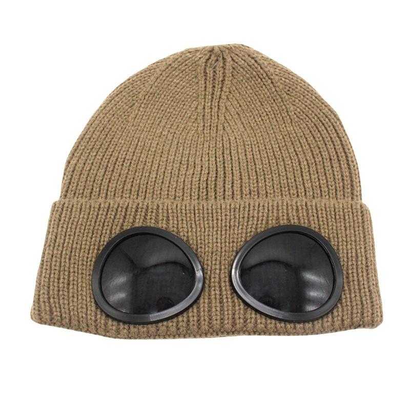 

Hat autumn and winter men s and women s windproof glasses fleece ski hat warm knitted wool hat average size
