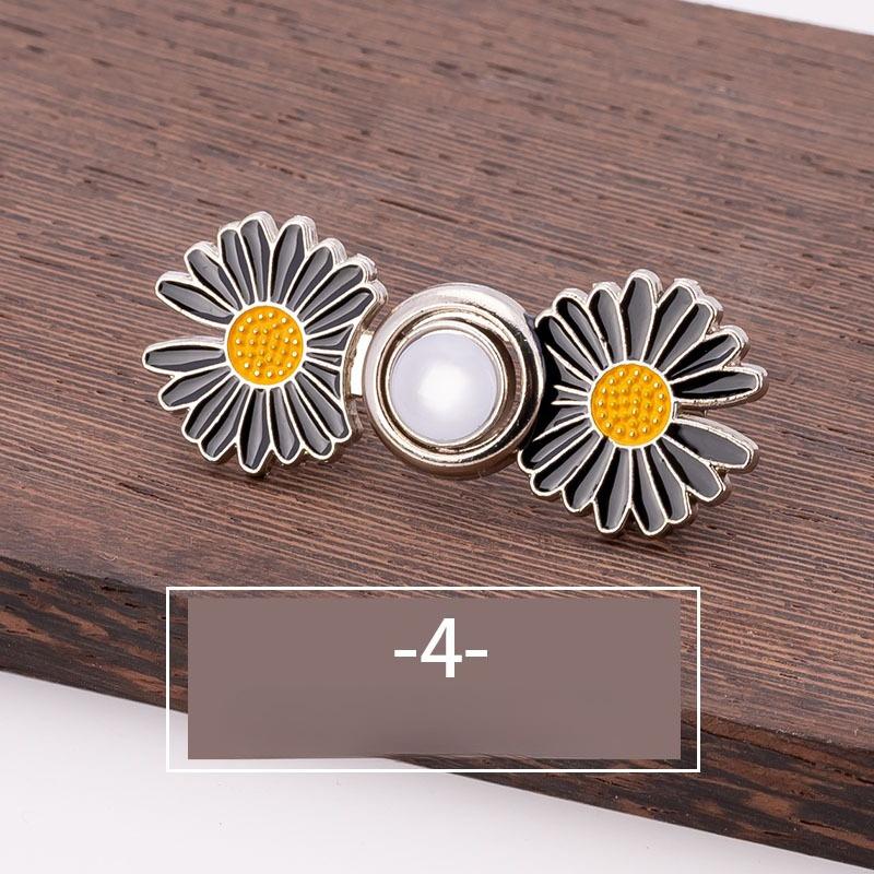 1pc of Casual And Versatile Daisy-Patterned Buttons for Men, Featuring an Adjustable Waist with Magical Buttons
