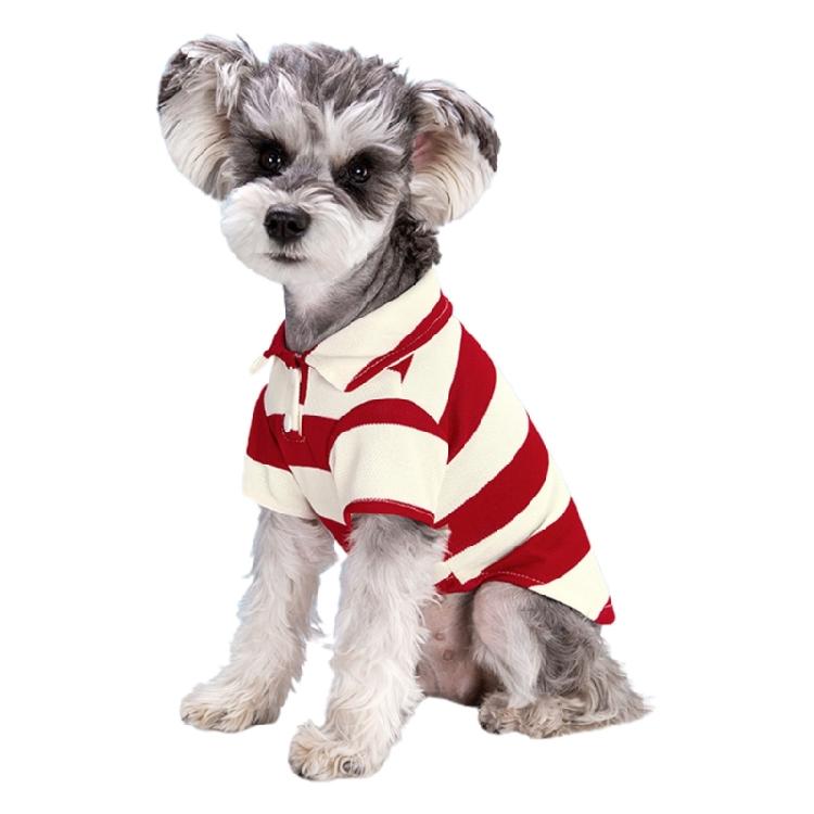 Dog Short Sleeved Shirt Casual PoloStriped T-Shirt Summer Clothing for Puppies