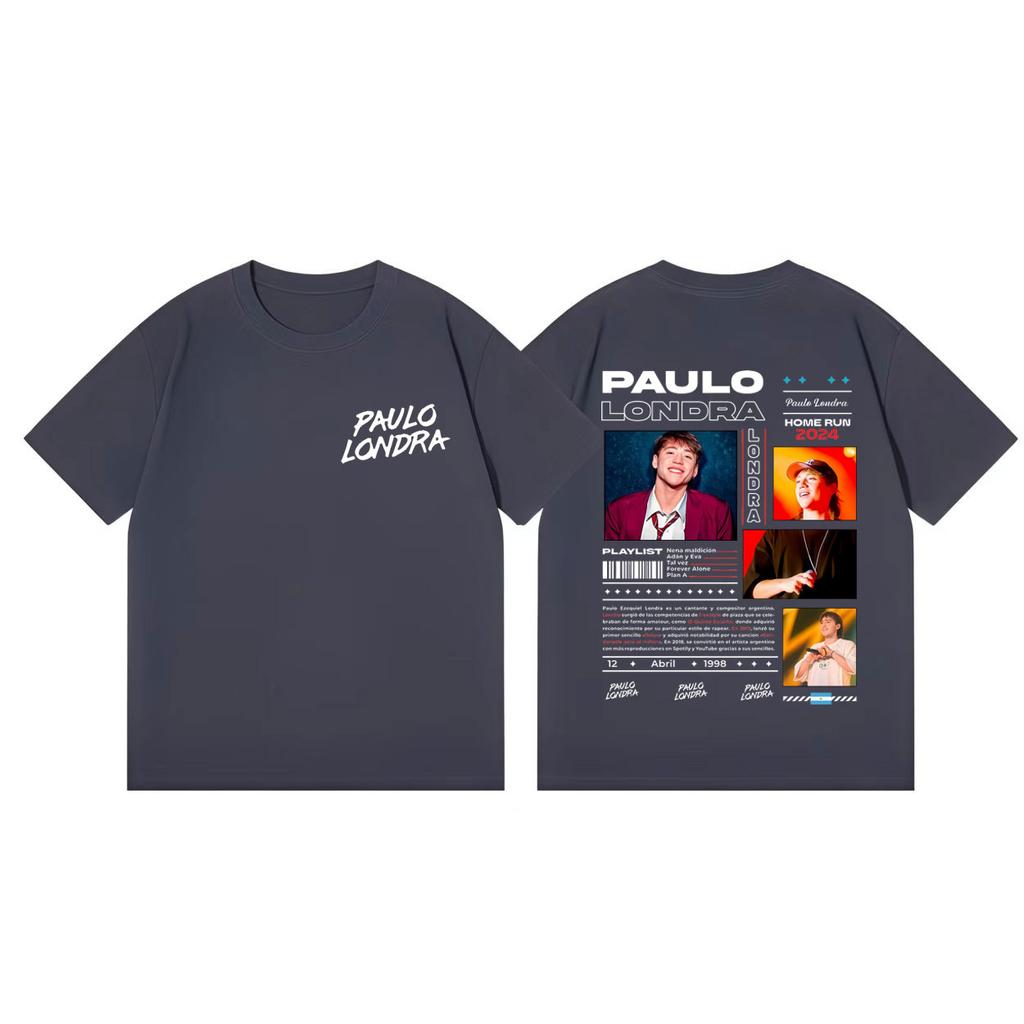 Rapper Paulo Londra Double Sided Print T Shirt High Quality Fashion Oversized Tshirt Men Women Clothing Casual Cotton Tshirts