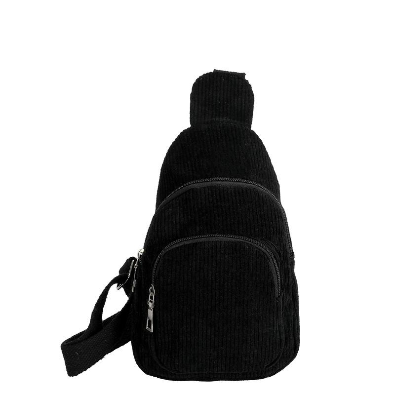 Women's Solid Color Corduroy Crossbody and Waist Bag - Casual and Simple Design