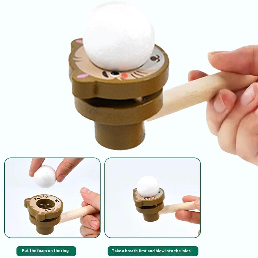 Wood Floating Blow Pipe Ball Game Toy Board Game for Children Balance Training Floating Blowing Ball Hand-Eye Coordination