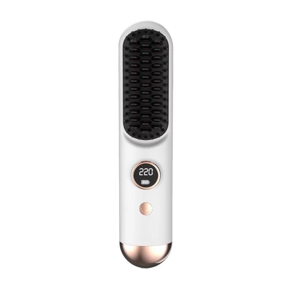 

Anti-Scald Protection Heating Comb 9 Temp Settings USB Charging Hair Brush Travel білий
