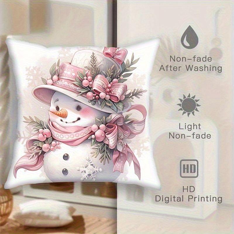 Short Plush Material Pillowcasepink Christmas Pillowcases: Snowman & Tree Designs For Festive Home Decor Sofas, Bedroom Pillow C