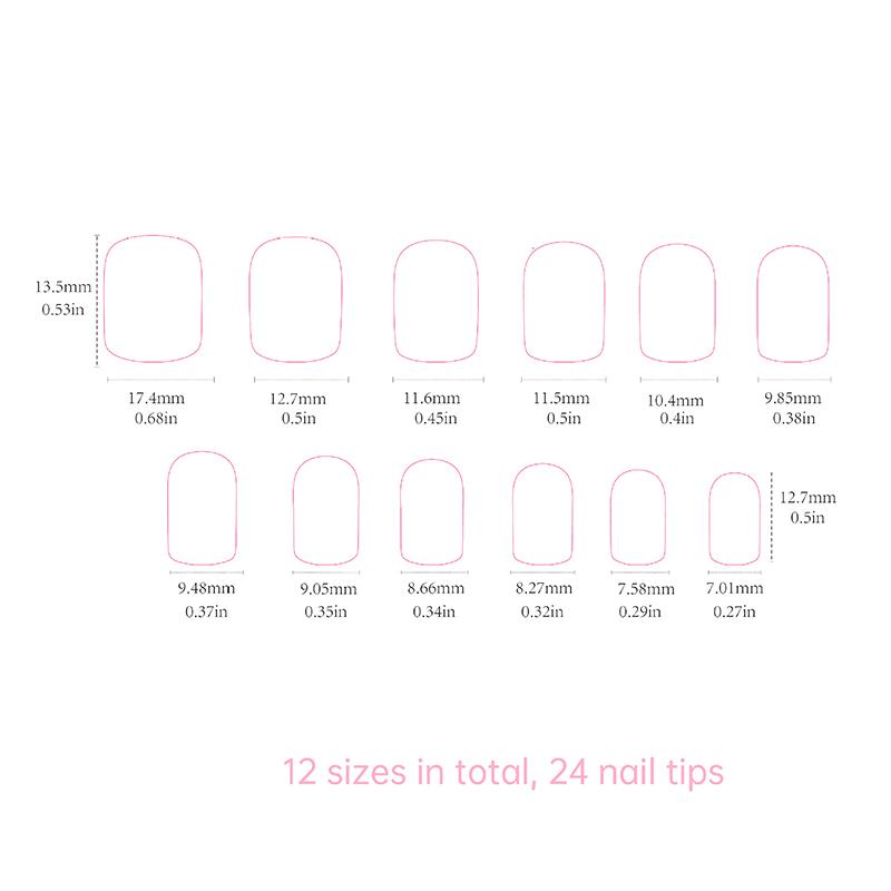 

24pcs Short Square False Nails Bow Pattern French Fake Nails Full Cover Detachable Nail Tips Press On Nails