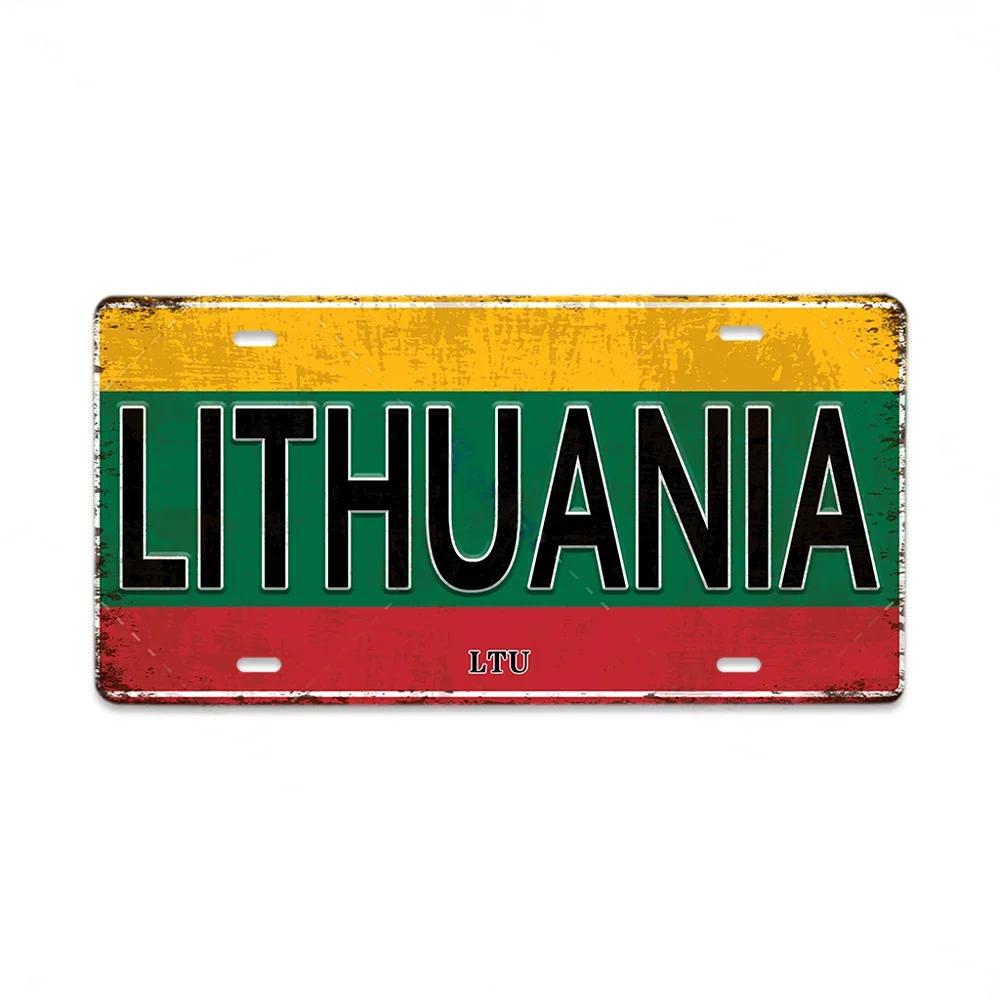 HD Metal Tin Sign World National Flags License Plate Style Vintage Retro Wall Art Decor for Home Bar Garage