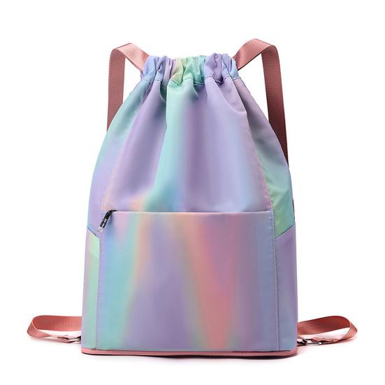 Drawstring Gym Backpack Waterproof Gradient Color Basketball Bag Foldable Sports Backpack for Men Women Soccer Training Swimmers