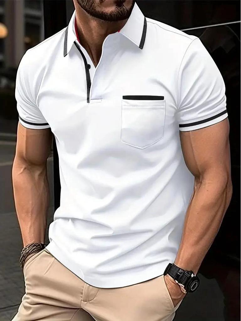 Polo de Verano para Hombre con Bloque de Color y Logo Estampado - Estilo Casual Europeo y Americano