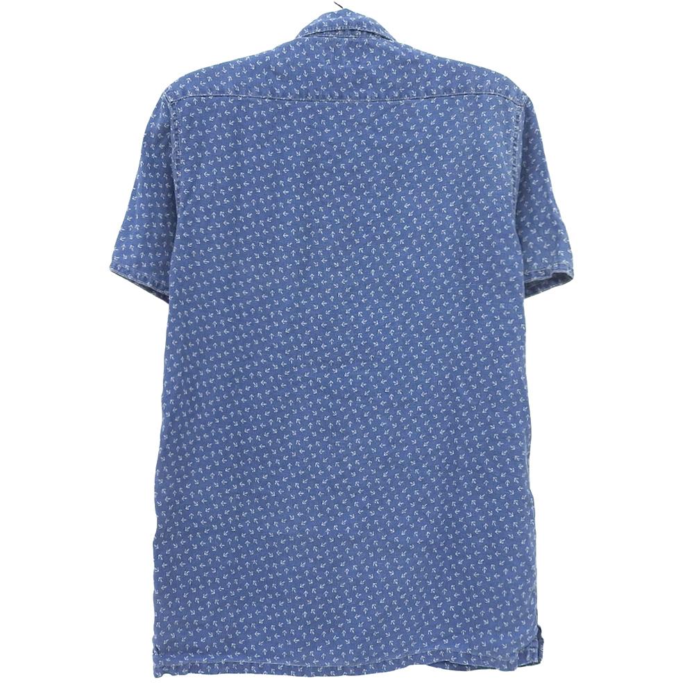 RRL Indigo Linen Open-Collar Work Shirt, Men's, Blue, Size M Tops M blueUsed