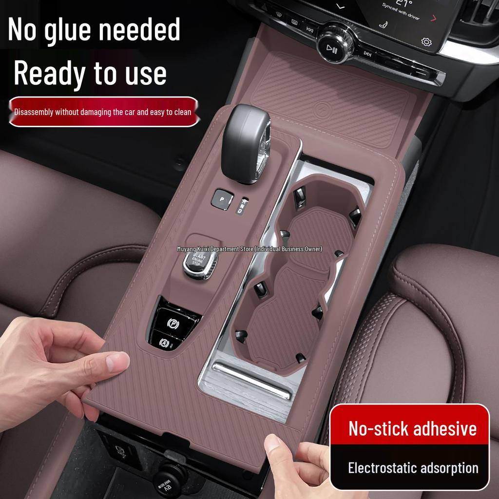 Volvo S90 2026 Center Console Silicone Mat with Wireless Charging and Cup Holder - Interior Upgrade.
