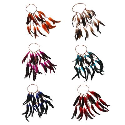 Indian Feathers Headdress Dangle Feathers Native-American Hair Jewelry for Women