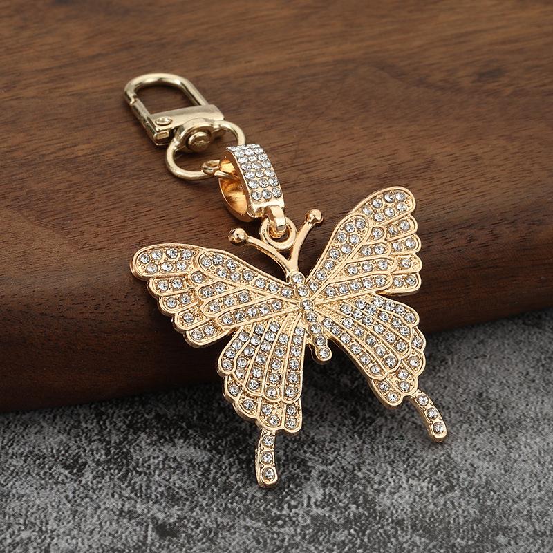 Papillon Pailleté Strass Forme Animal Alliage Sac Sac à Dos Charme Clé de Voiture Pendentif Accessoires pour Femmes Charme de Sac 3PCS black