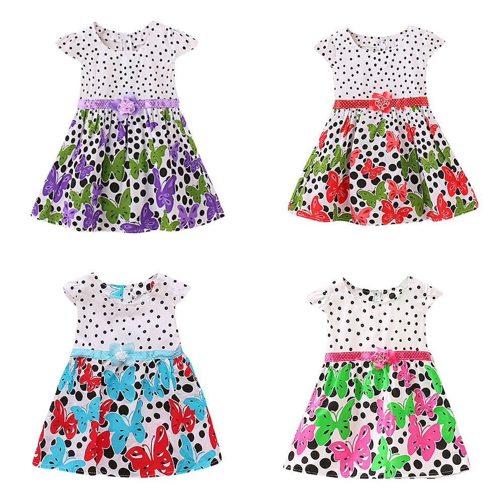 Fruit Striped Print Bowknot Strap Princess Casual Clothes Todaies Newborn Baby Girls Dresses