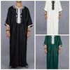Muslim Fashion Abayas Men Patchwork Embroidery Long Robe Saudi Arab Kaftan Male Jubba Thobe Islamic Moroccan Abaya