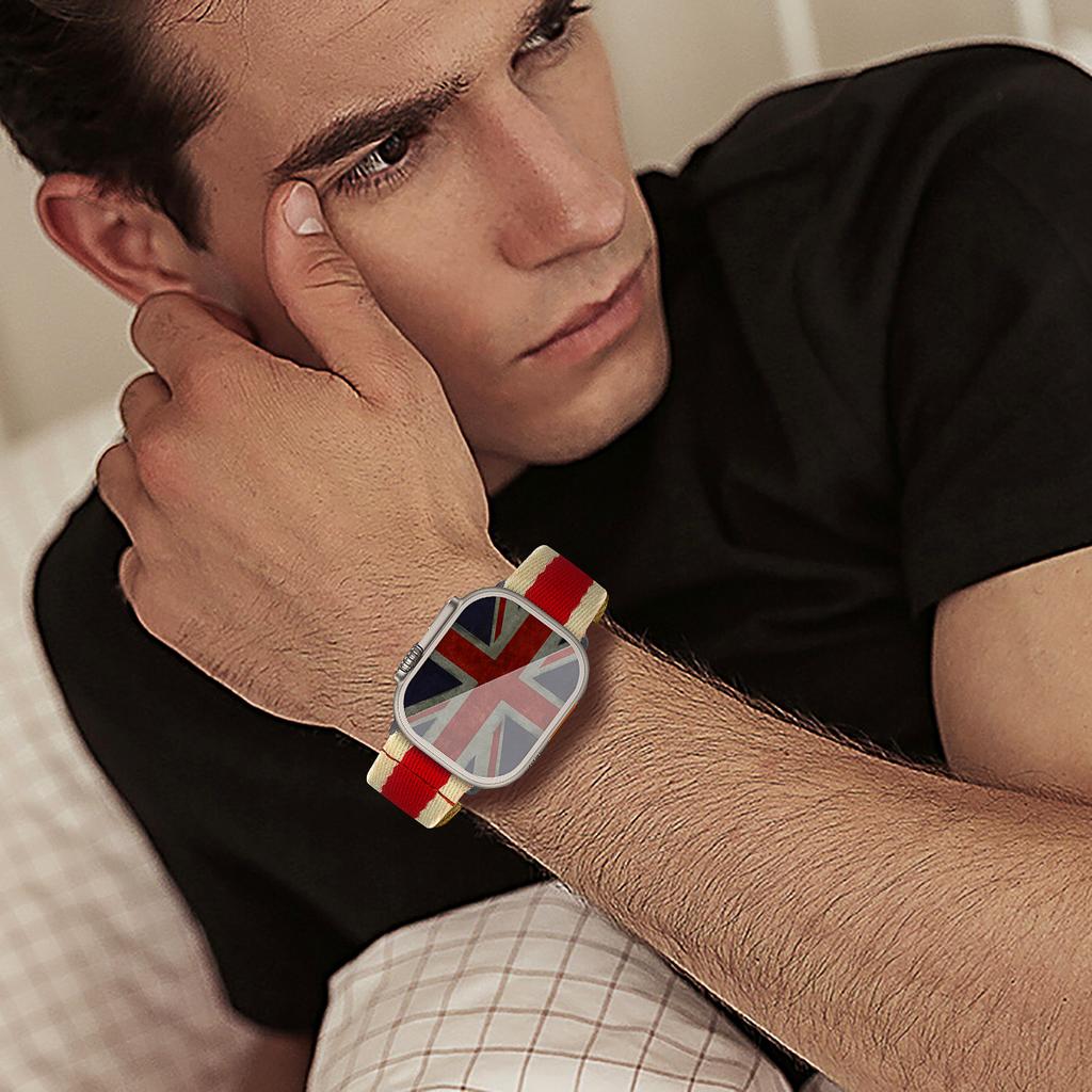 Do zegarka Apple Watch 10 46 mm/Ultra 2/Ultra 49 mm/9 8 7 45 mm/SE (2023) SE (2022) SE 6 5 4 44mm/3 2 1 42mm Pasek do zegarka z płótna w kontrastowym kolorze